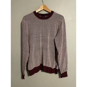 Armani Exchange Sweater Mens Large Burgundy Textured Knit Crewneck Pullover READ